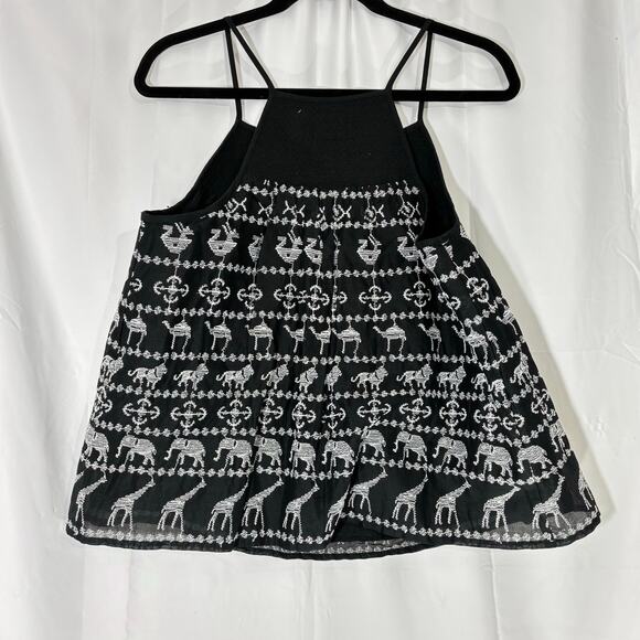 Anthropologie HD in Paris Savane Animal Embroidered Tank Top Medium Boho - Picture 2 of 5